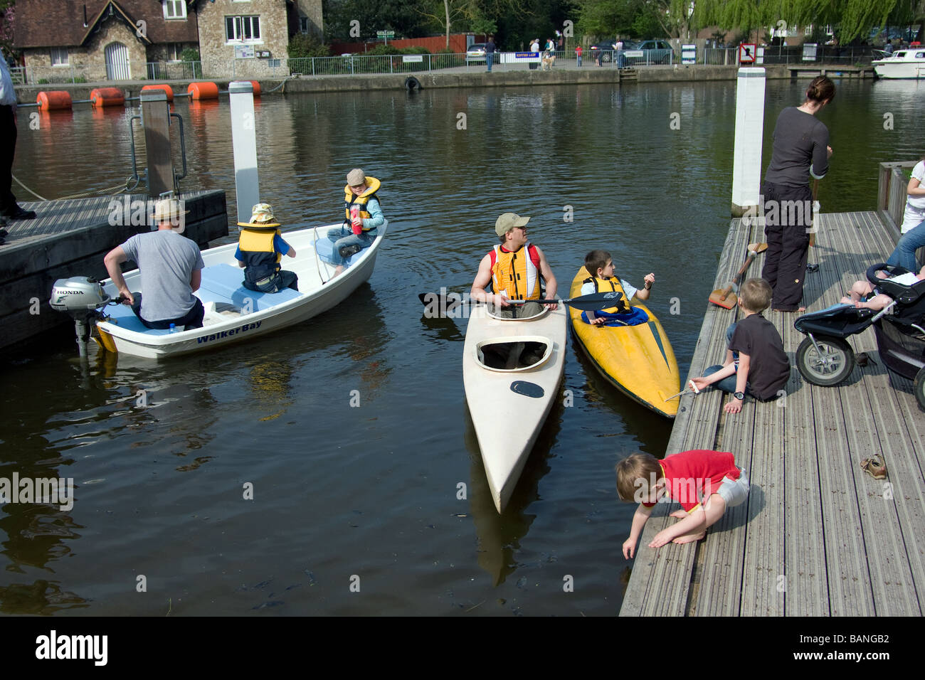 family canoeing canoeists kayak learning happy out allington river