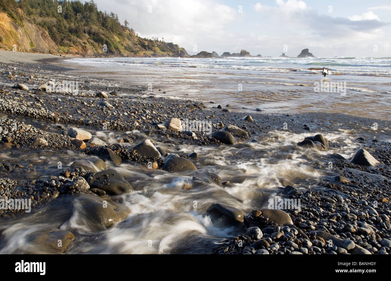 Rocky beach at Ecola State Park - Cannon Beach, Oregon Stock Photo