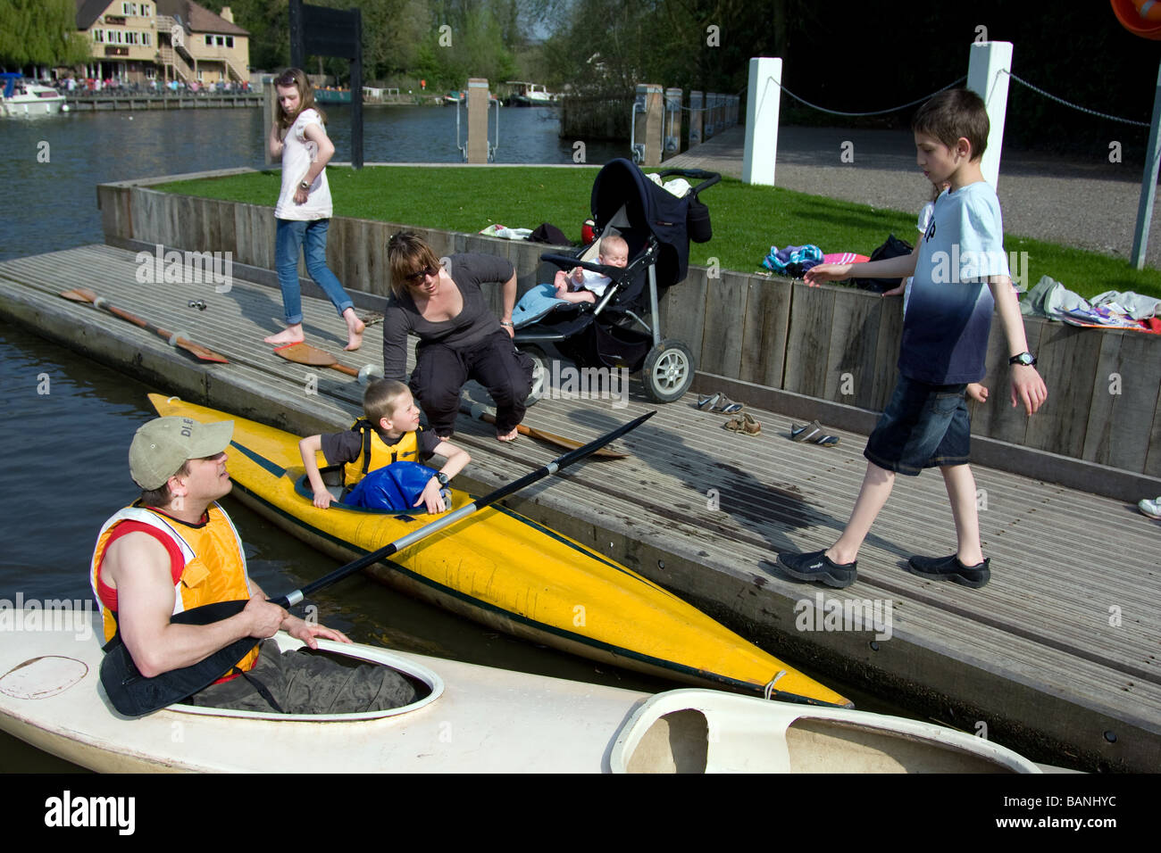 family canoeing canoeists kayak learning happy out allington river