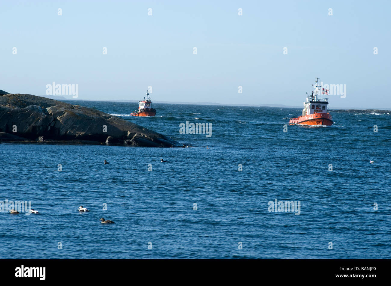 Two norwegian towboats Stock Photo