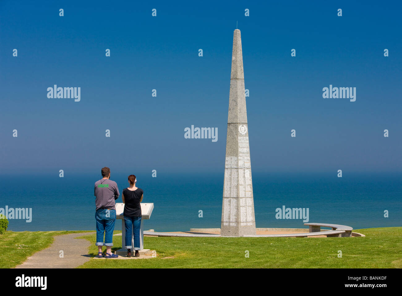 The 1st infantry division monument near Omaha Beach Normandy France Stock Photo