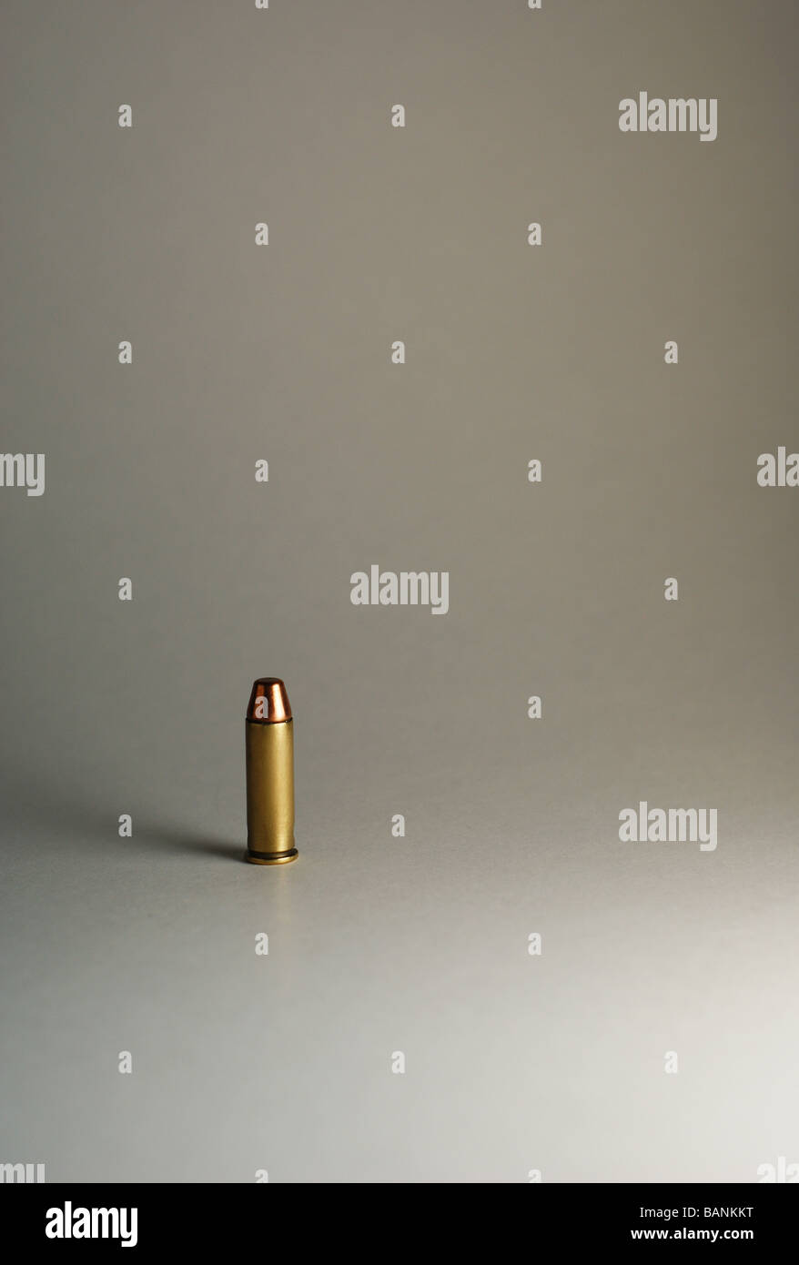 A .38 special bullet standing up on white background Stock Photo