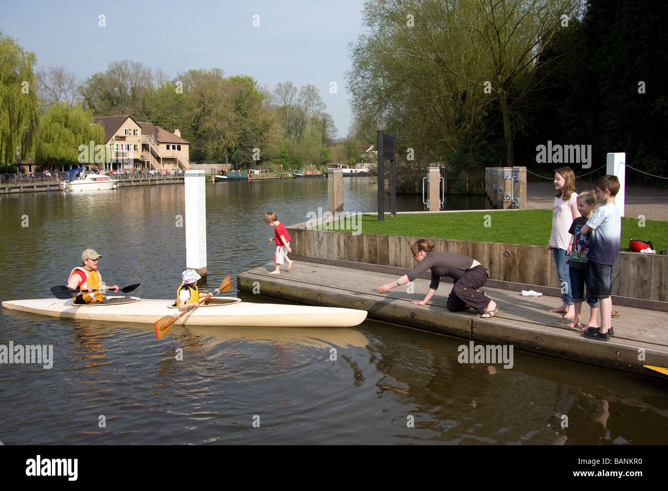 family canoeing canoeists kayak learning happy out allington river
