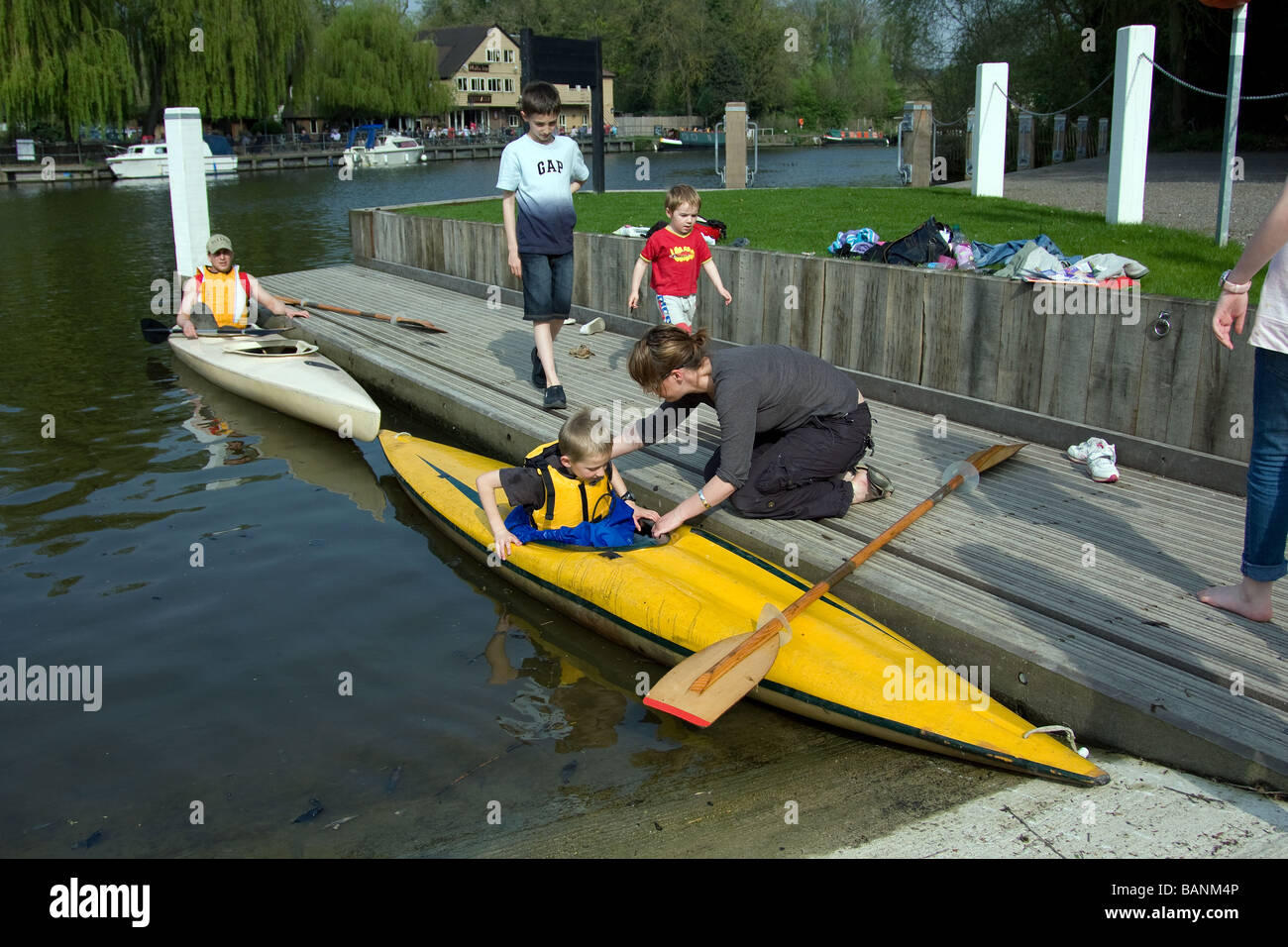 family canoeing canoeists kayak learning happy out allington river