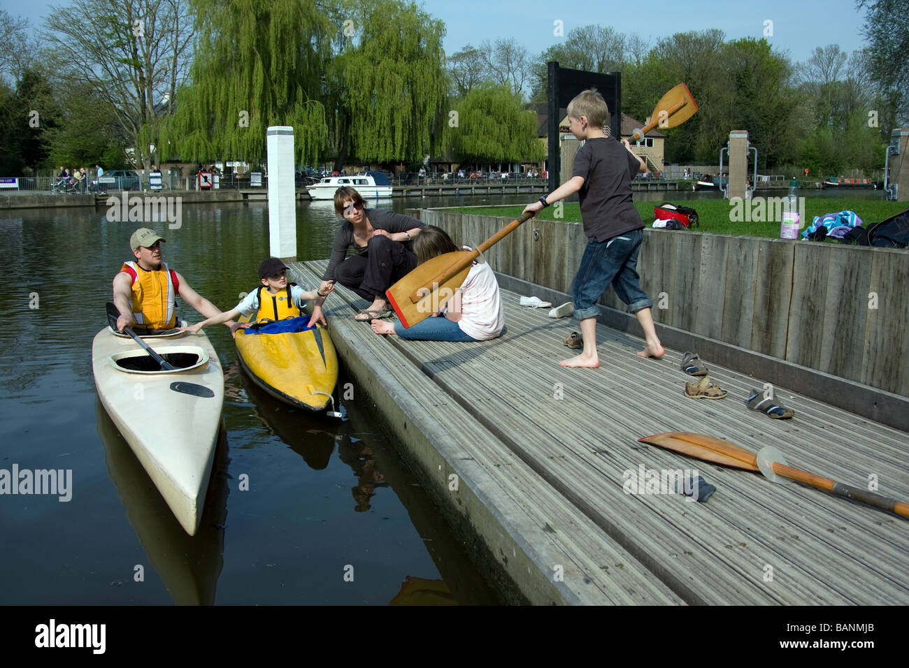 family canoeing canoeists kayak learning happy out allington river