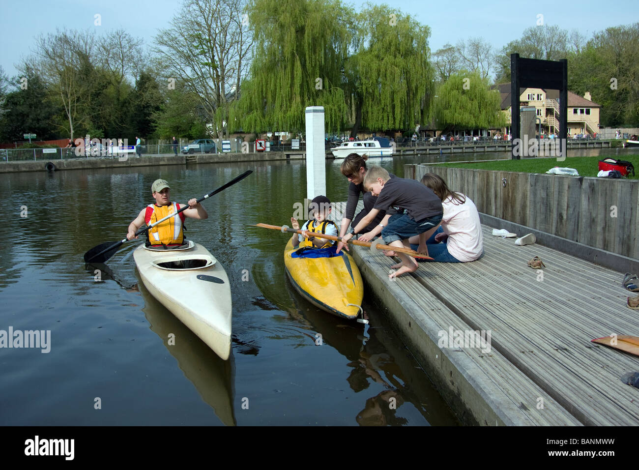 family canoeing canoeists kayak learning happy out allington river