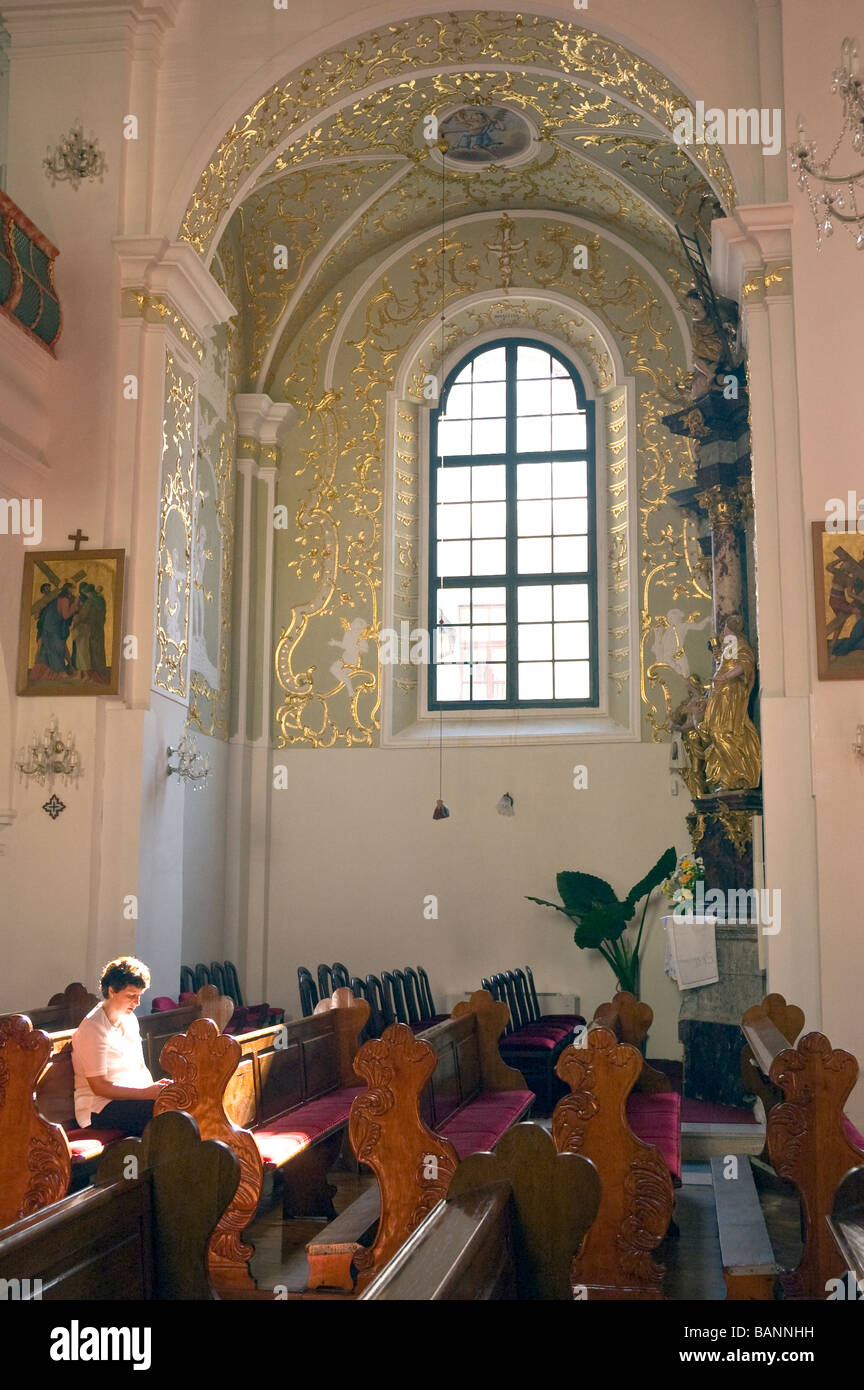 Elk192 1325v Croatia Varazdin worshipper in Cathedral 1646 Stock Photo