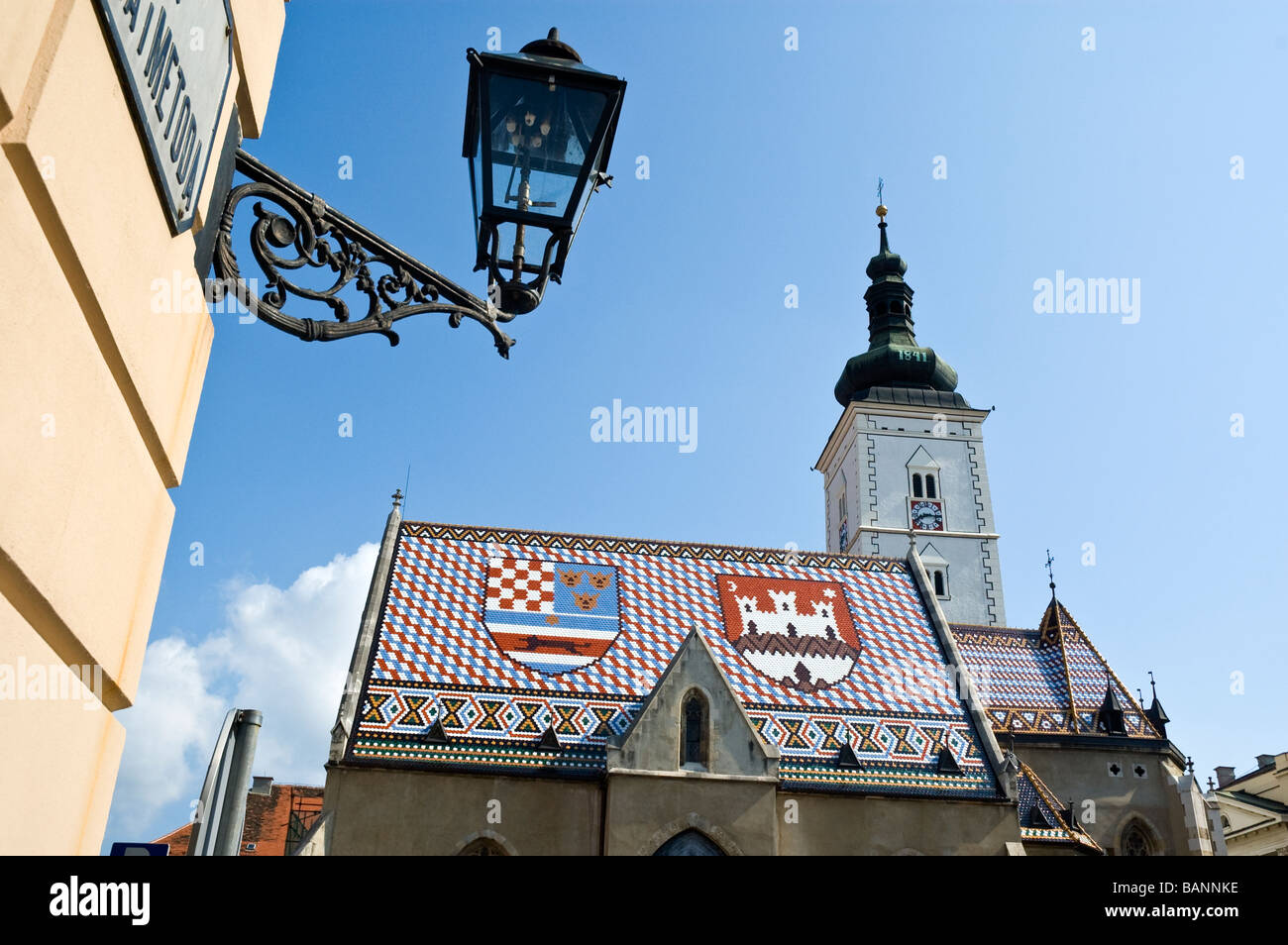 Elk192 1173 Croatia Zagreb St Mark s Church with tiled roof 1880 Stock Photo