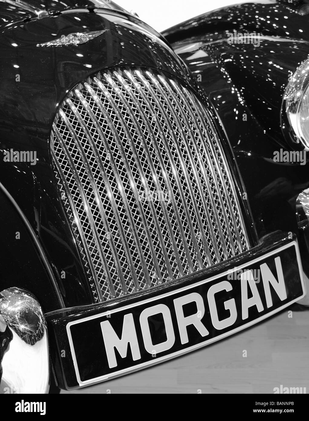 Closeup of the front grille of an old early Morgan car Stock Photo