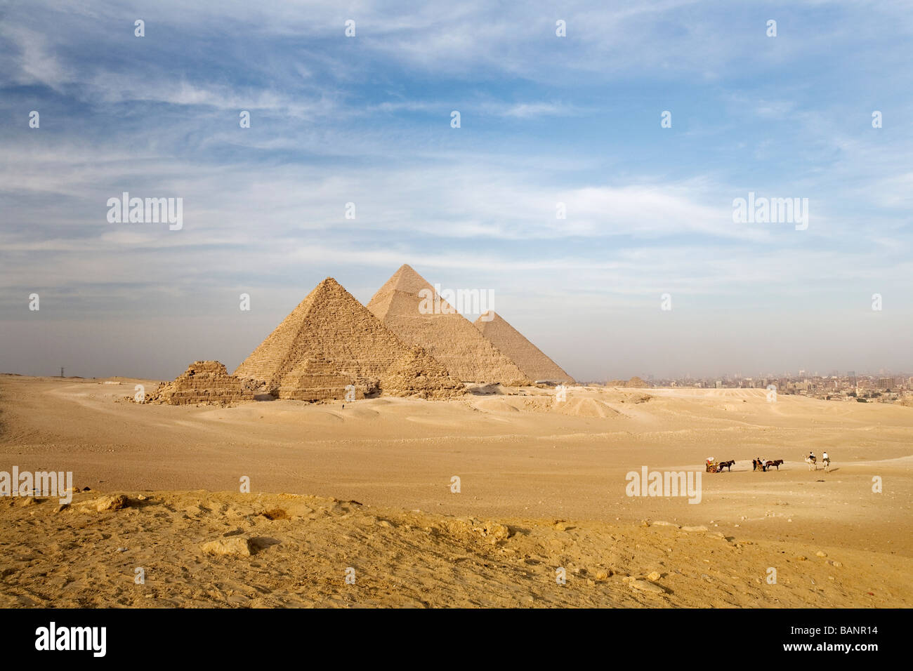 Cairo, Egypt; The pyramids at Giza Stock Photo