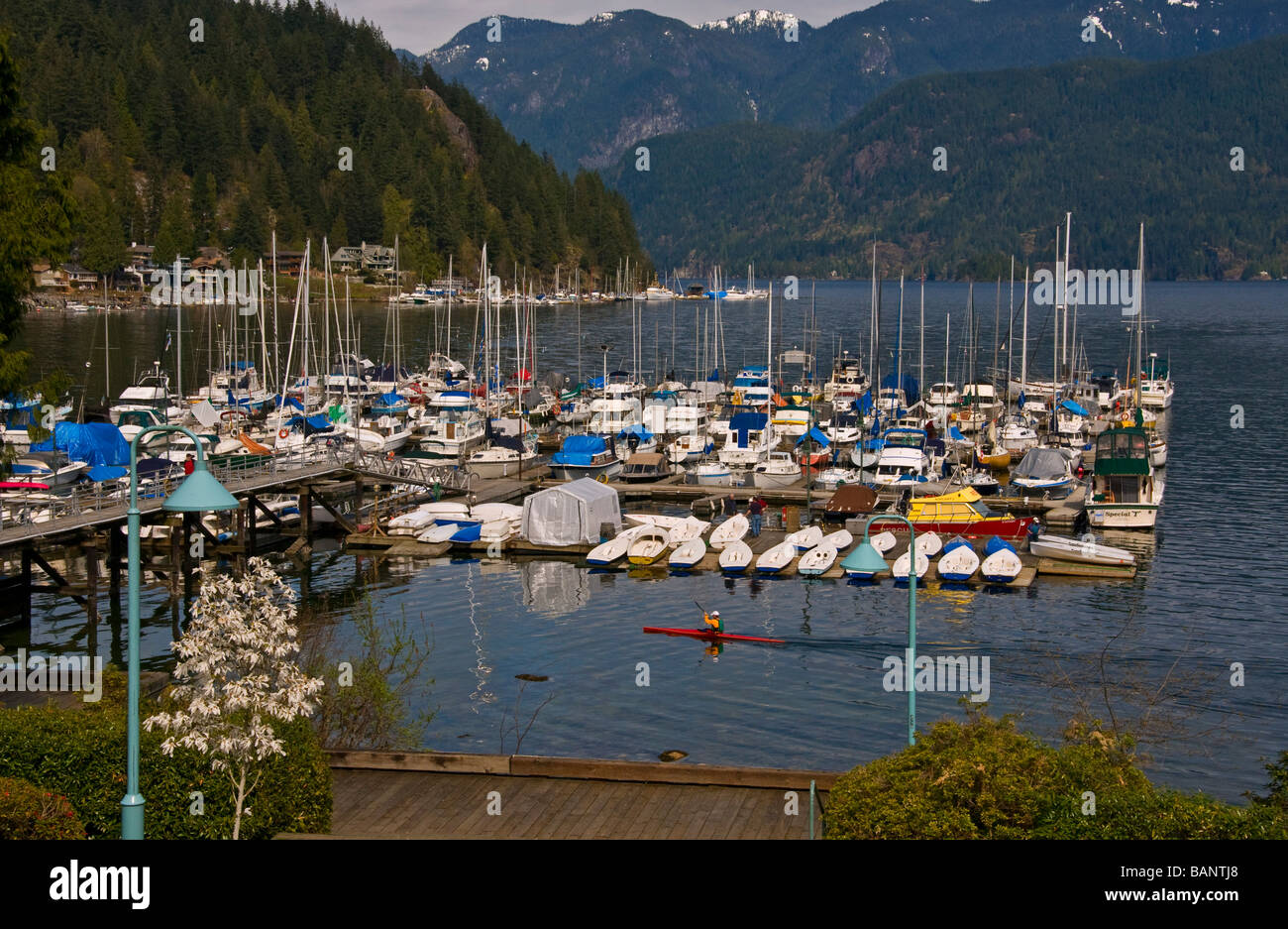 North Vancouver , View of the harbor of Deep Cove settlement and of Indian arm inlet Stock Photo