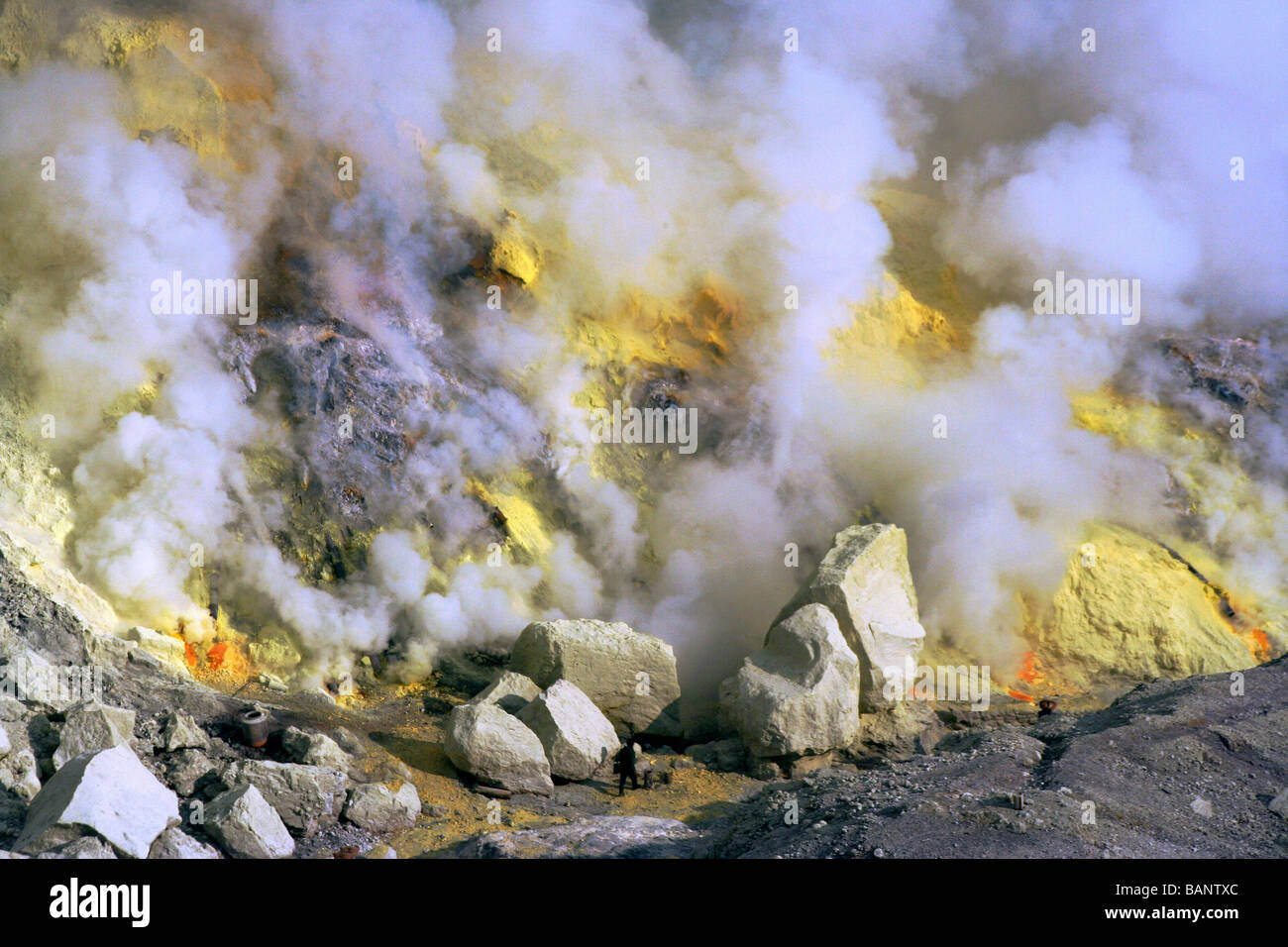 sulfur smoke Stock Photo