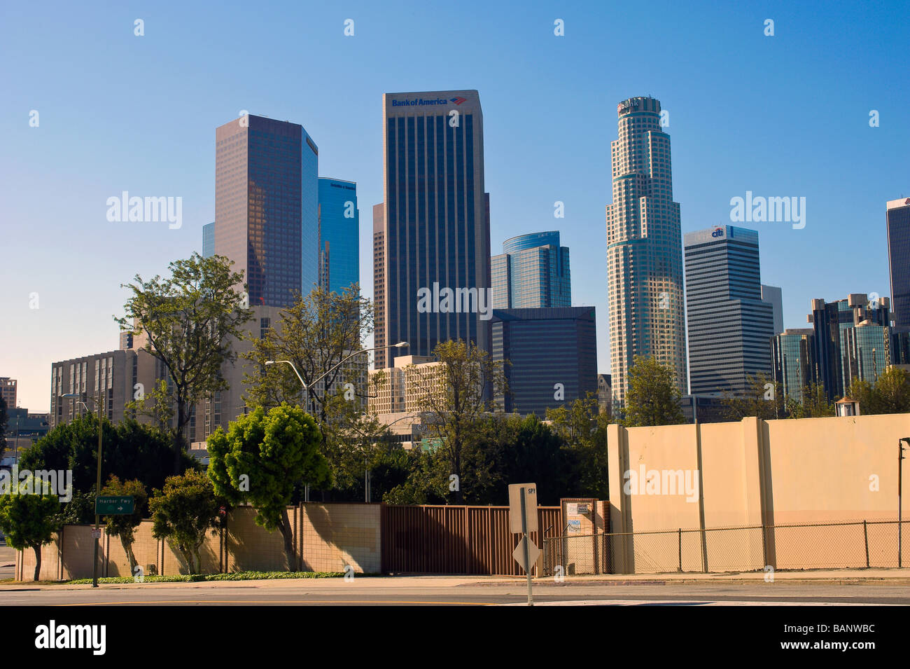 Los Angeles Financial District skyline Stock Photo