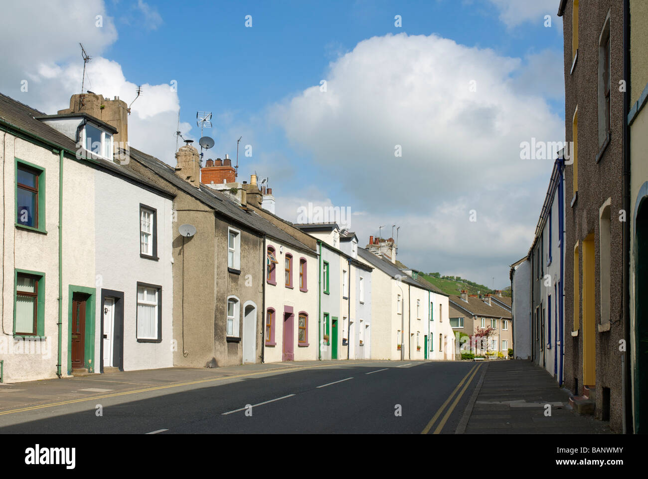 Colourful houses on Soutergate, Ulverston, Cumbria, England UK Stock