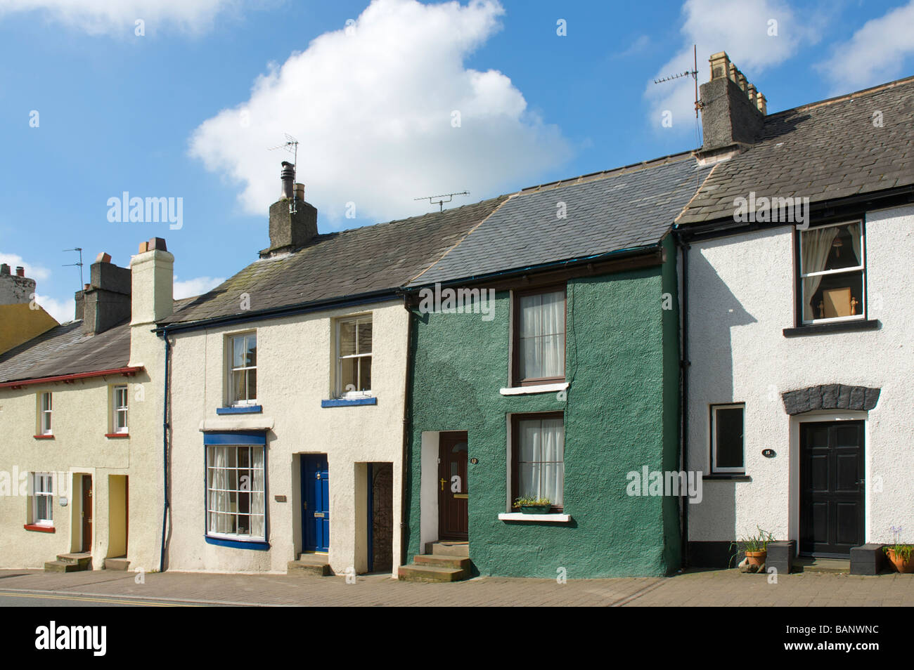 Colourful houses on Soutergate, Ulverston, Cumbria, England UK Stock