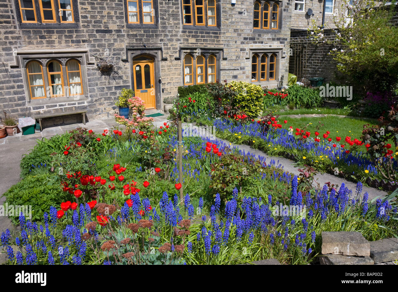 17th century house with colourful garden, Slaithwaite, West Yorkshire Stock Photo Alamy