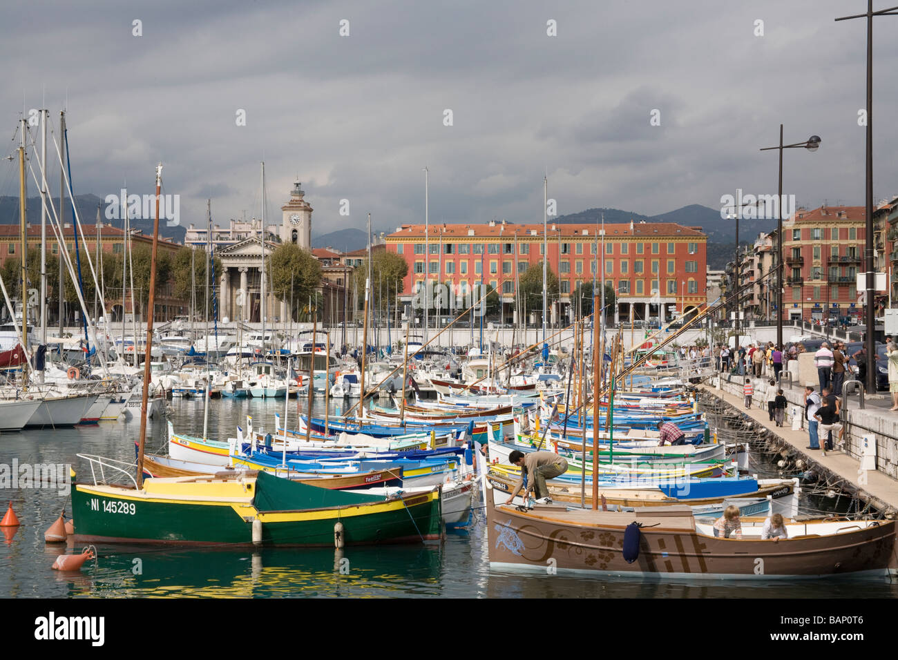 Fishing boats in the Port Lympia, Nice Cote d'Azur France Stock Photo