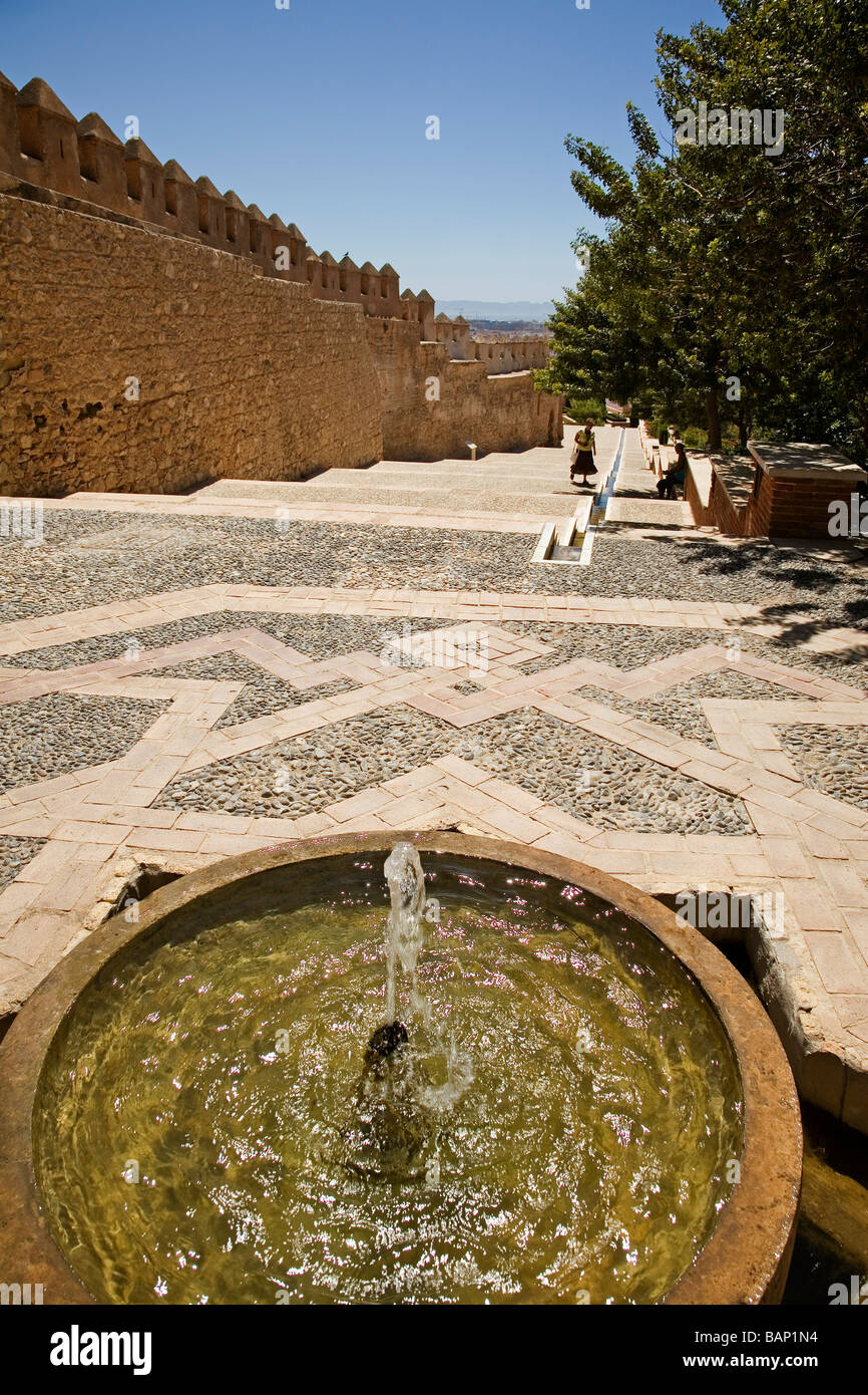 Gardens and Fountain Monumental Citadel and Castle Almeria Andalusia Spain Stock Photo