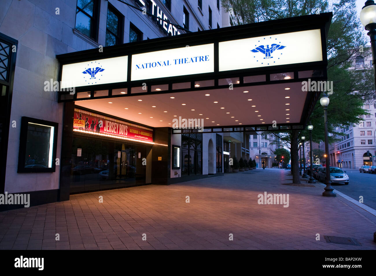 The National Theater at dusk in Washington DC Stock Photo