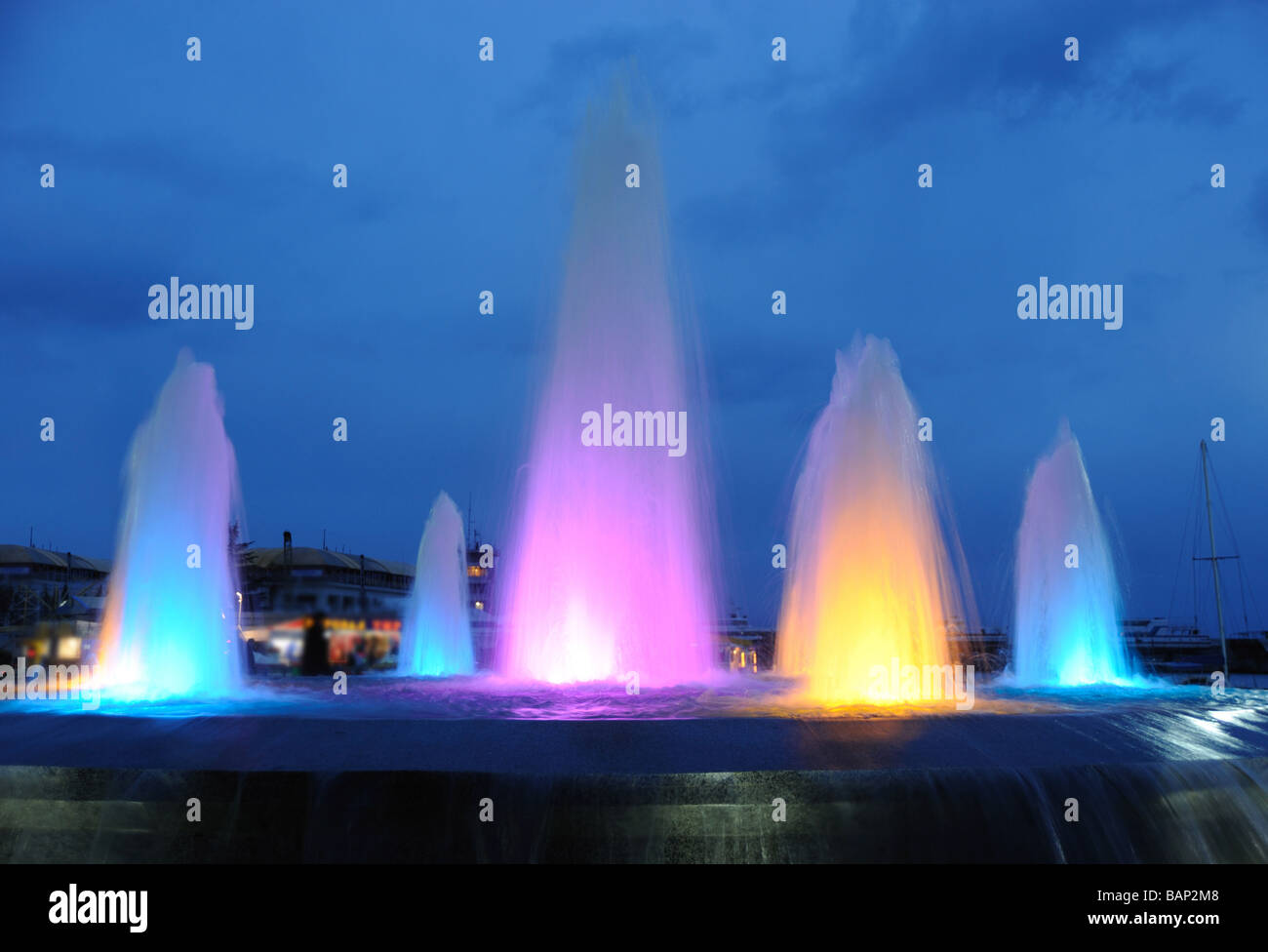 Color fountain A night photo light from street lanterns Stock Photo - Alamy