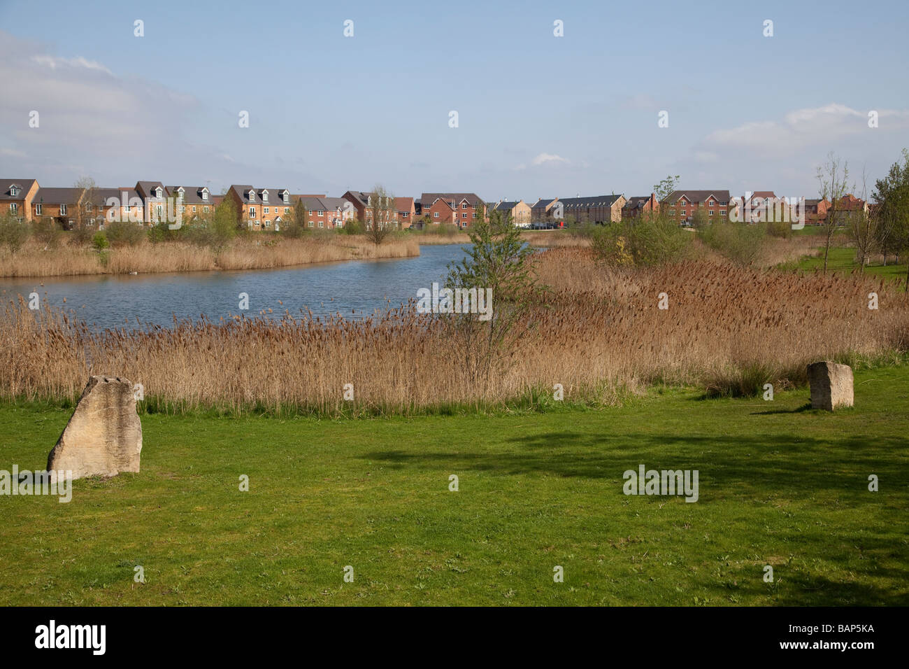 Landscaped new housing estate at Hampton Peterborough Stock Photo Alamy