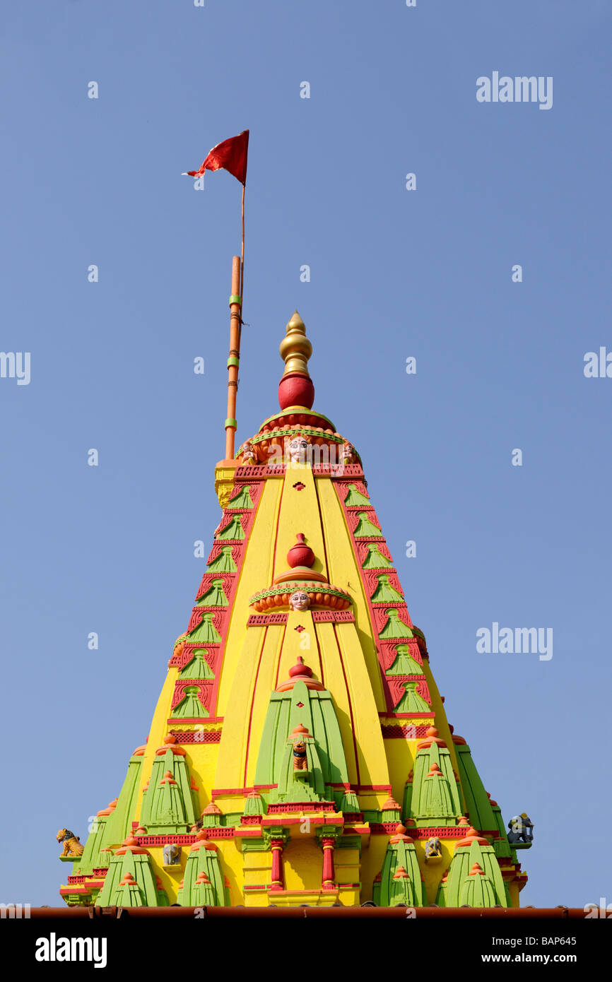 Colourful temple Shikhara Banganga Mumbai Stock Photo
