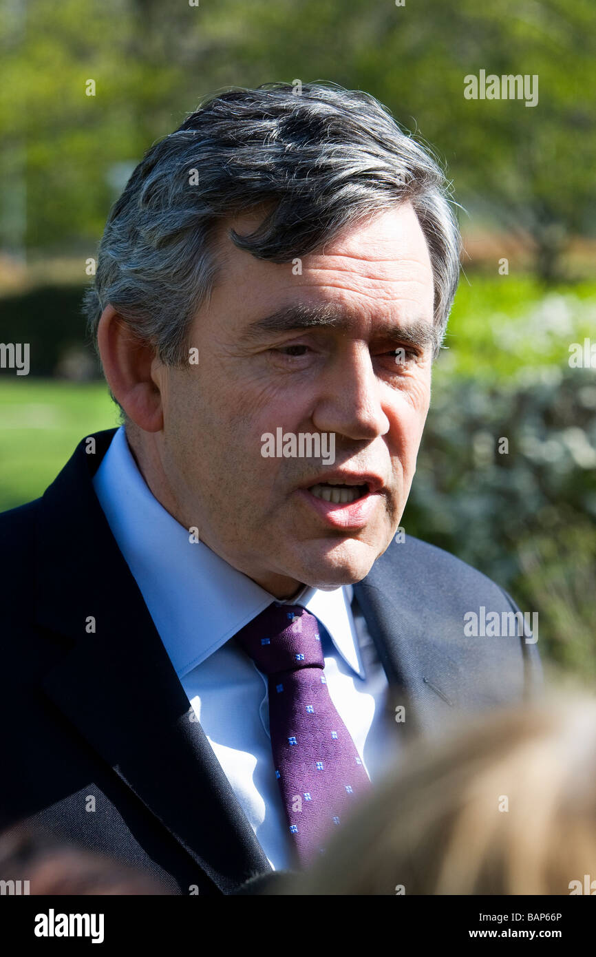 Gordon Brown MP the Prime Minister and former Chancellor of the Exchequer in the Labour British Government Stock Photo