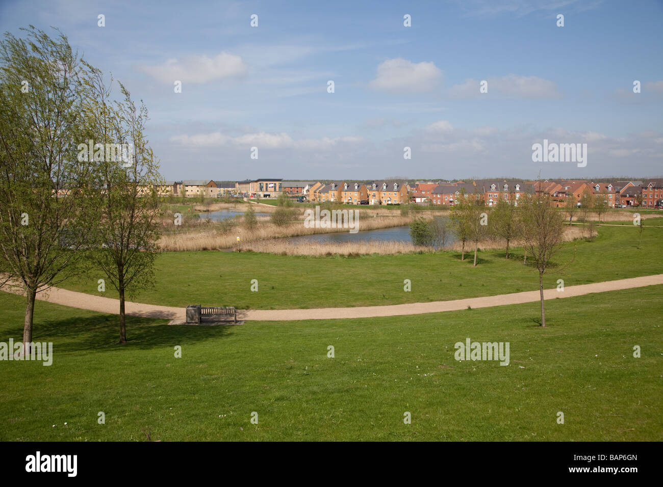 Landscaped new housing estate at Hampton Peterborough Stock Photo Alamy