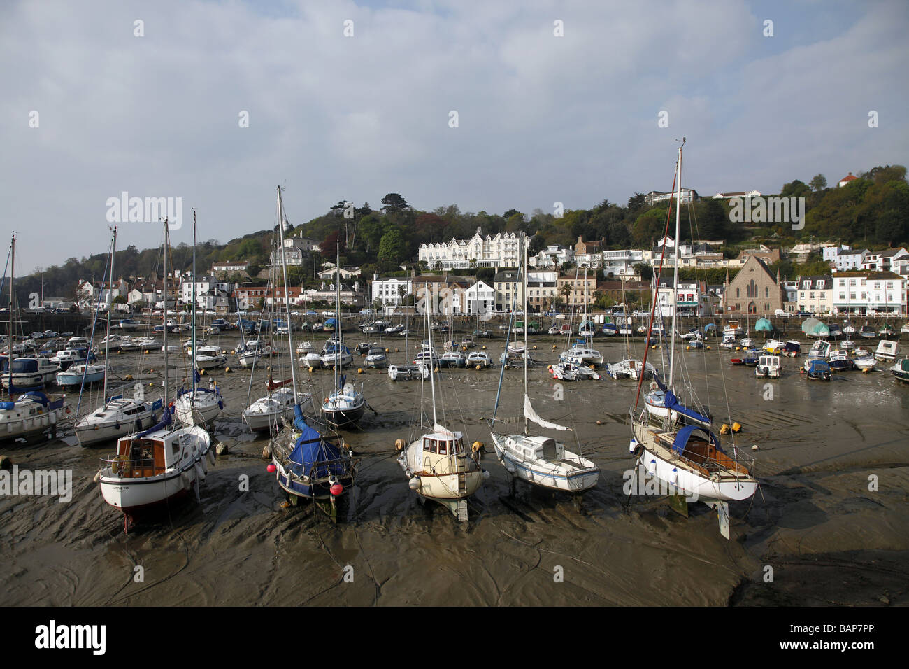 BOATS AND YACHTS IN HARBOUR JERSEY CHANNEL ISLANDS UK ST. AUBIN JERSEY CHANNEL IS 21 April 2009 Stock Photo