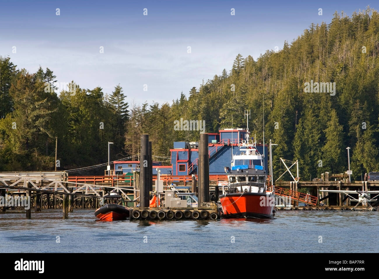 Tofino, Vancouver Island, British Columbia, Canada; Boats in harbor