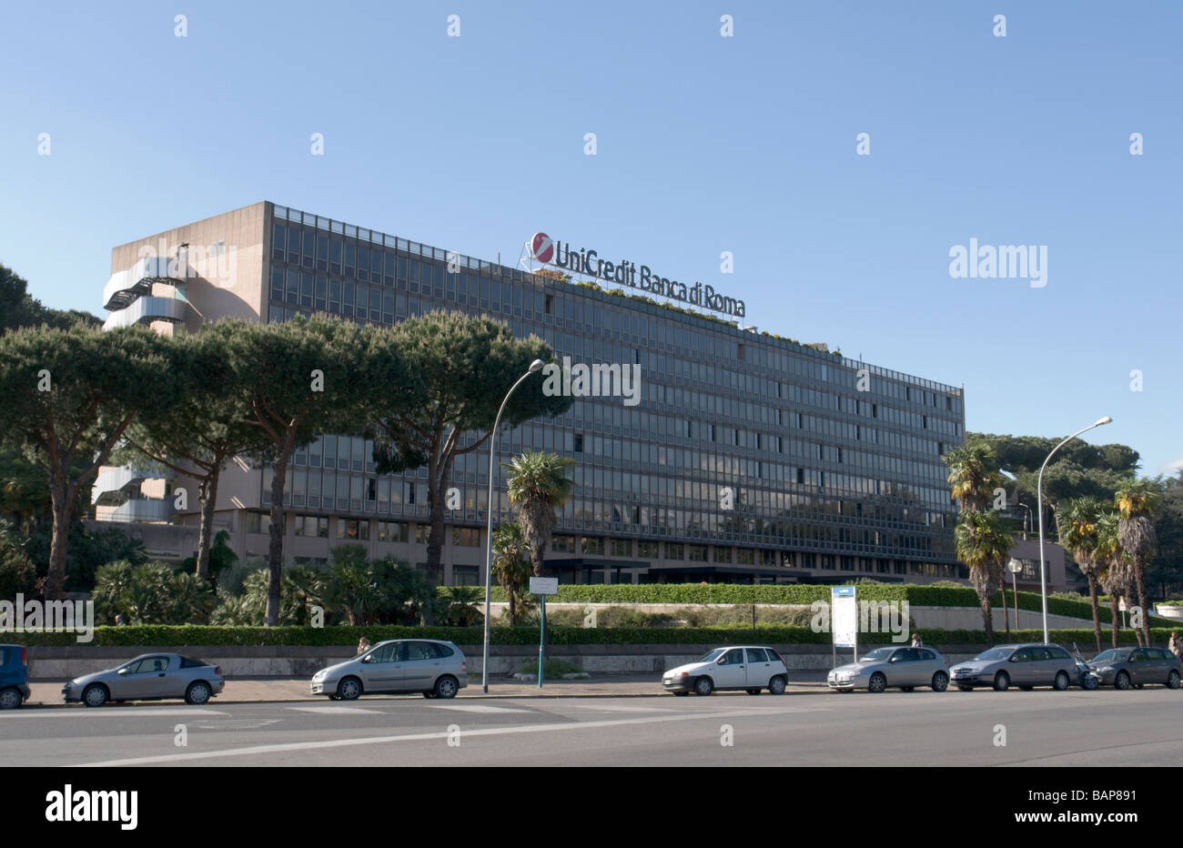 Unicredit Banca di Roma building in the EUR district in Rome Stock Photo -  Alamy