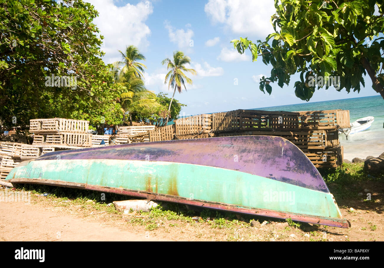 native fishing boat lobster trap caribbean sea big corn island