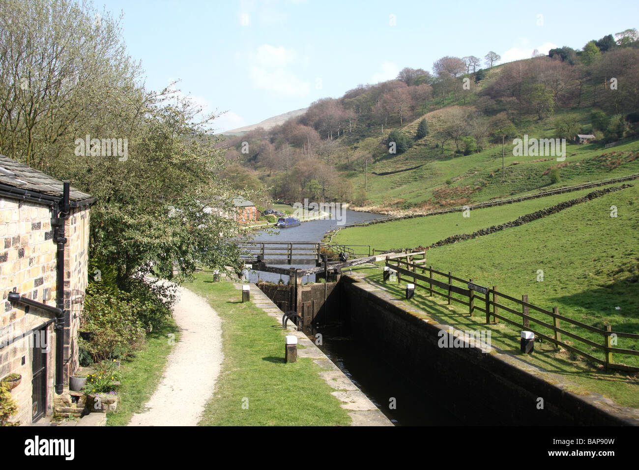Rochdale Canal between Todmorden and Hebden Bridge Stock Photo Alamy