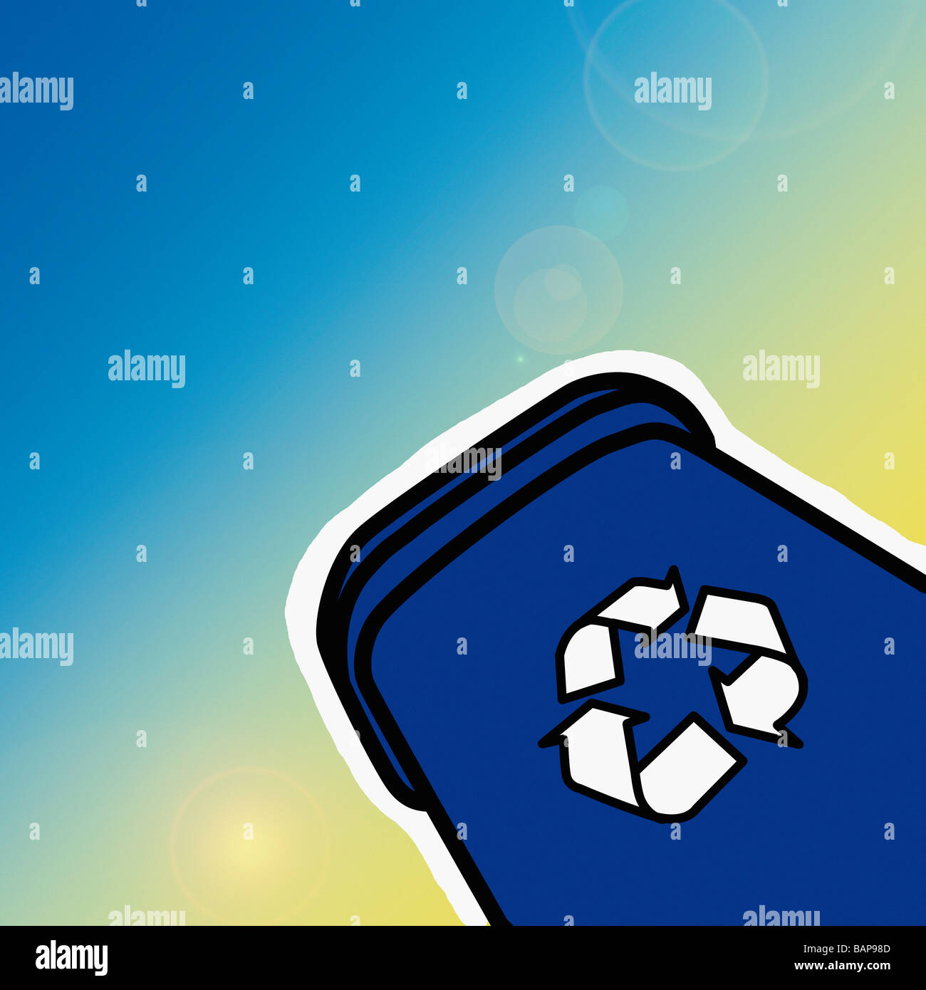Recycling bin against sunny sky Stock Photo Alamy
