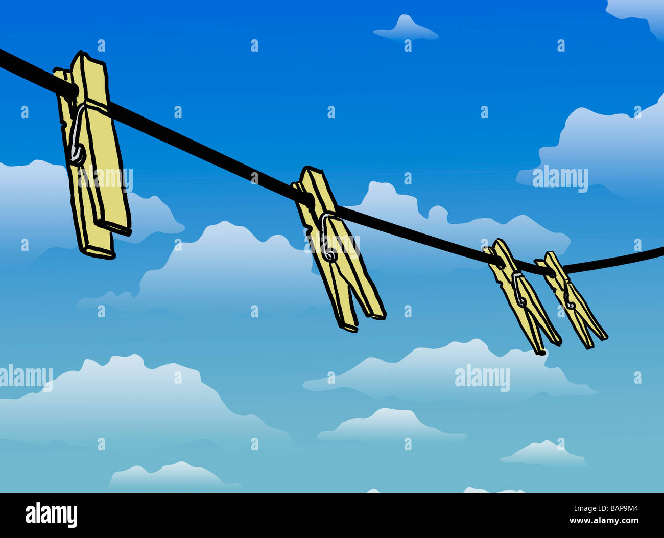 Clothespins on clothesline Stock Photo Alamy