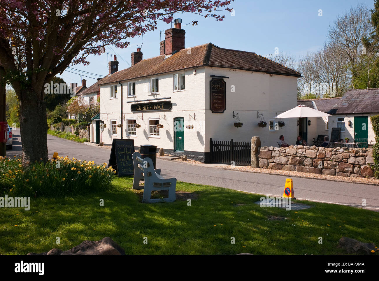 The "Outside Chance" village inn in Manton Marlborough Wiltshire with horse racing associations Stock Photo