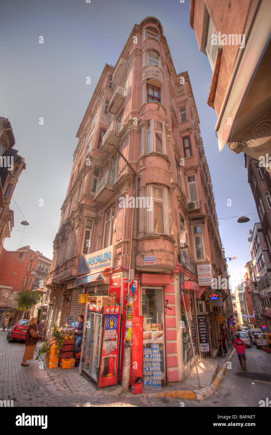 Six story building in a neighborhood section of Istanbul Turkey Stock