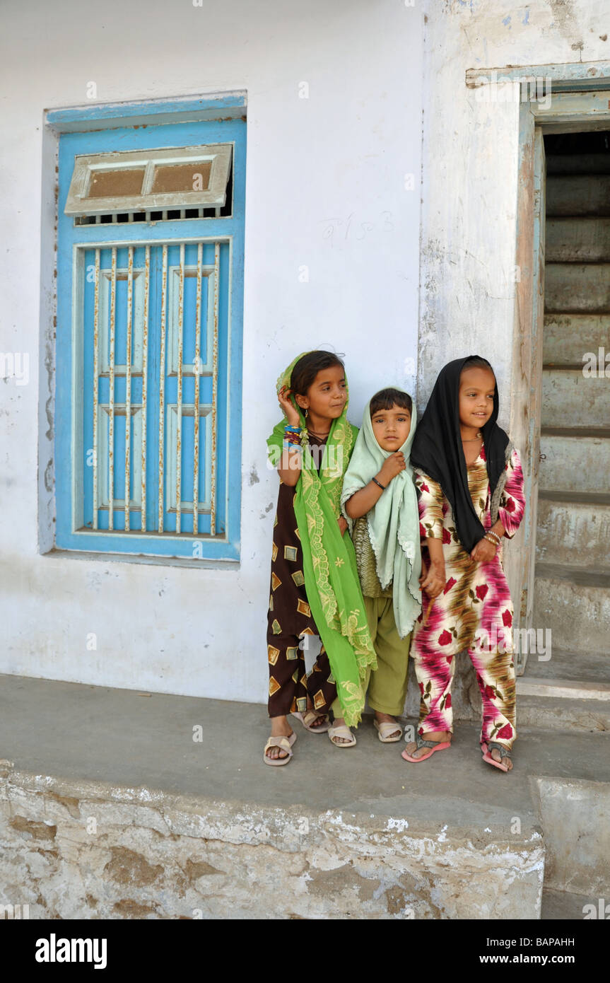 Three Children in Mandvi, Kutch, Gujarat Stock Photo