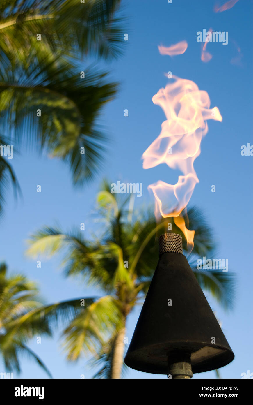 Torch on Waikiki Beach on Oahu Hawaii Stock Photo