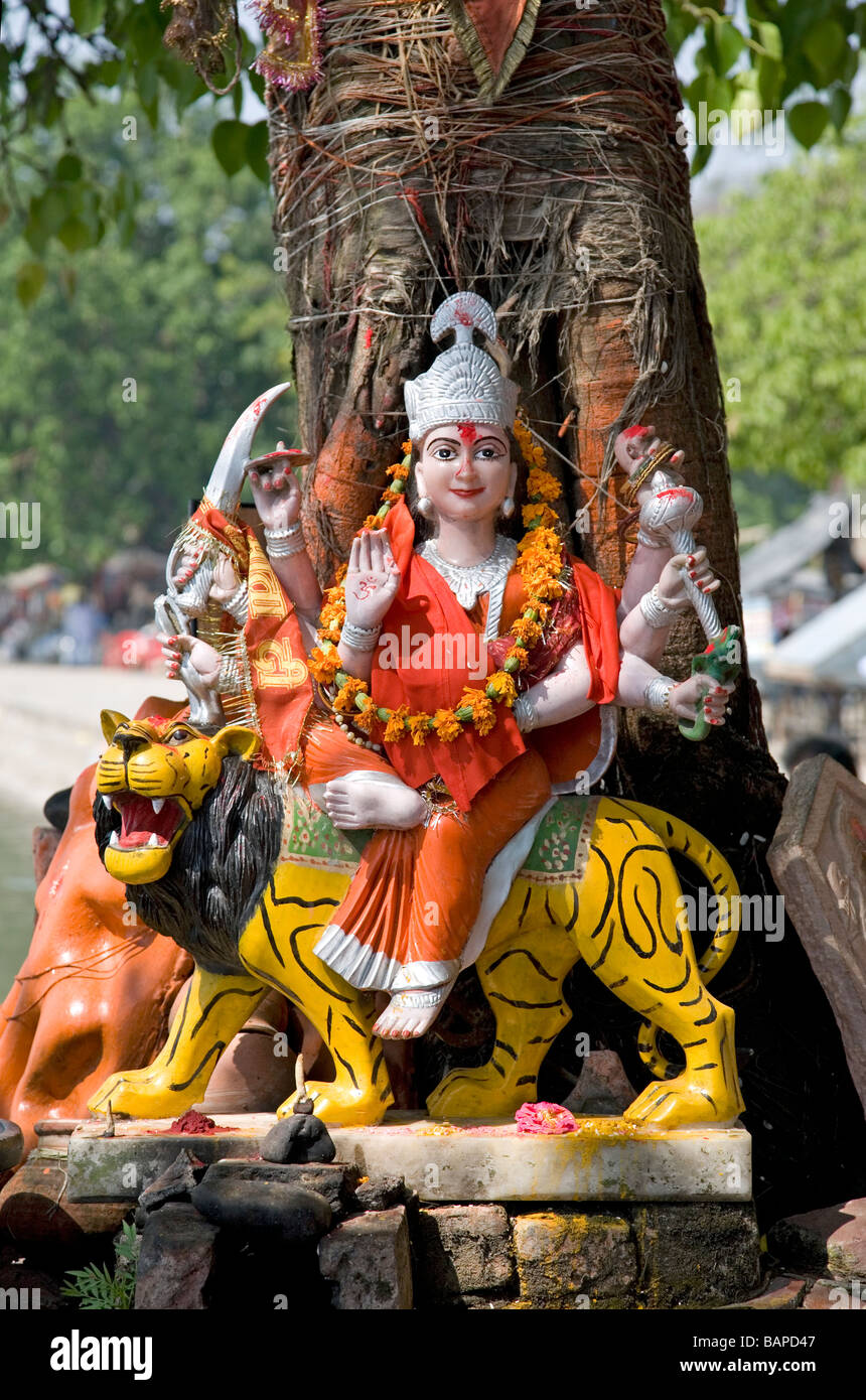 Durga (Parvati in her terrible form). Haridwar. Uttarakhand. India Stock Photo