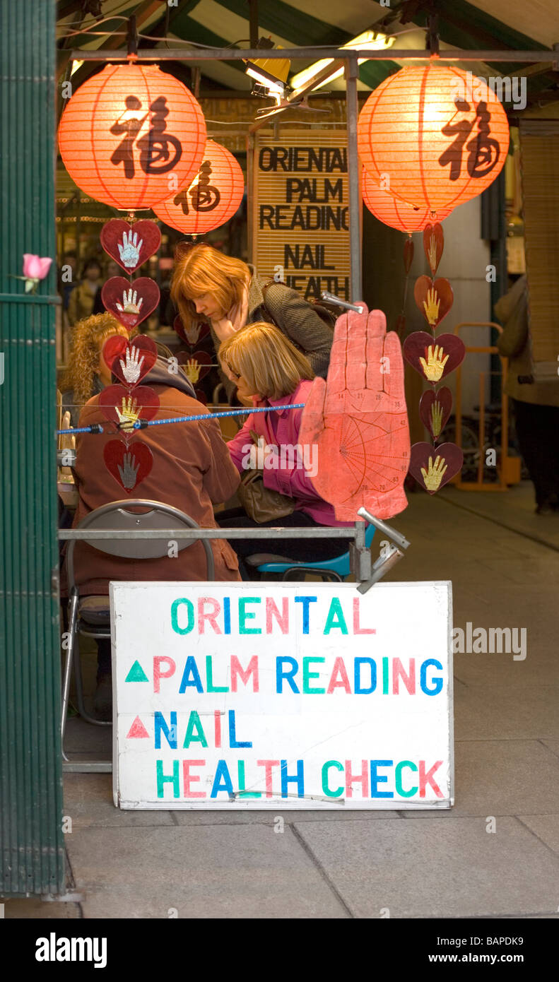 Oriental Palm-reading, Covent Garden, England, UK, Great Britain, Europe Stock Photo