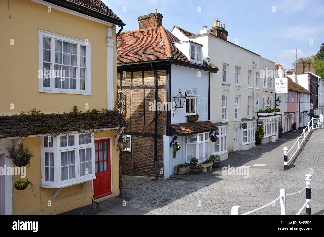 Row of cottages, High Street, Old Town, Hemel Hempstead, Hertfordshire, England, United Kingdom Stock Photo