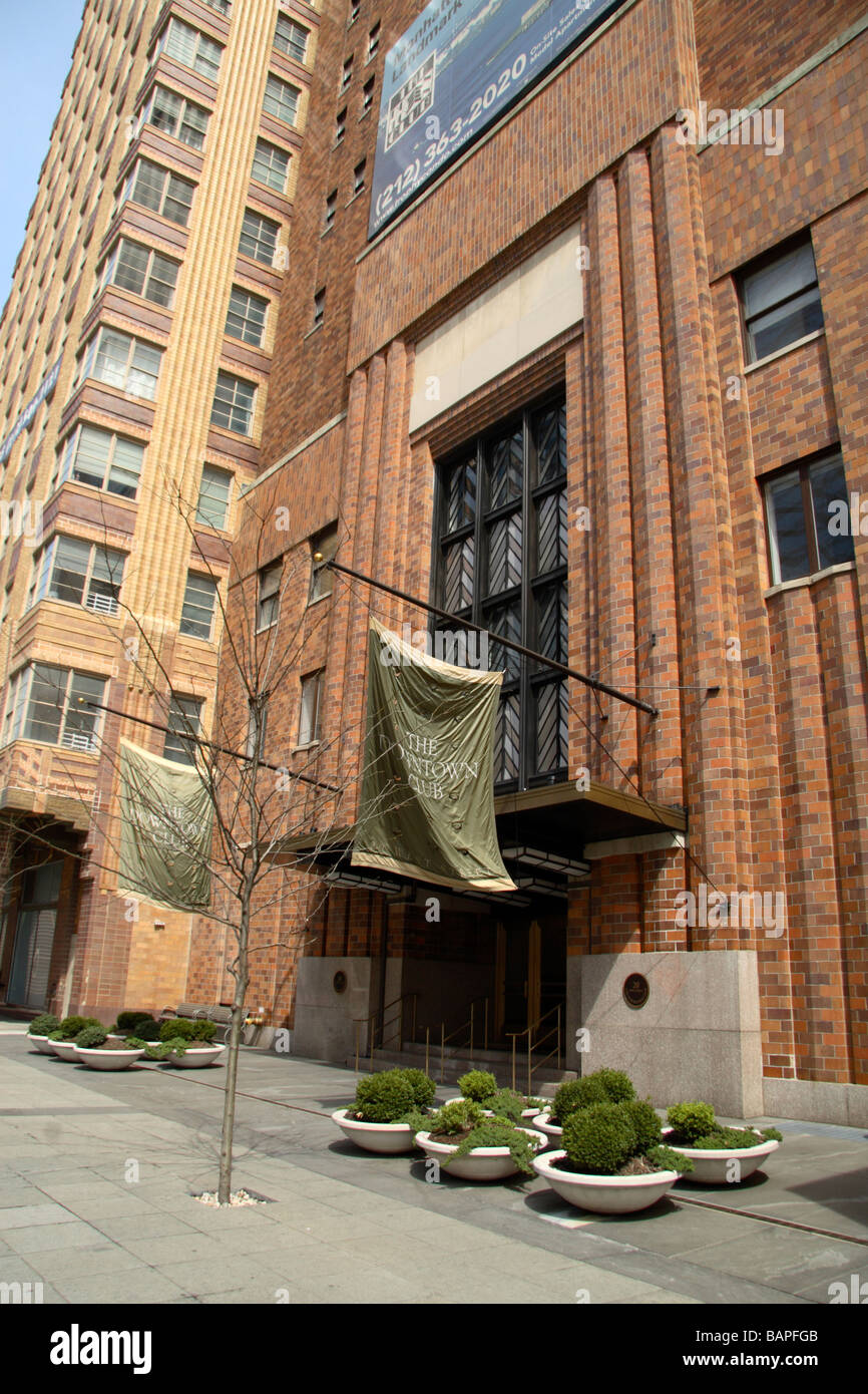 The main entrance to the Downtown Club, West Street, Manhattan, New York. Stock Photo