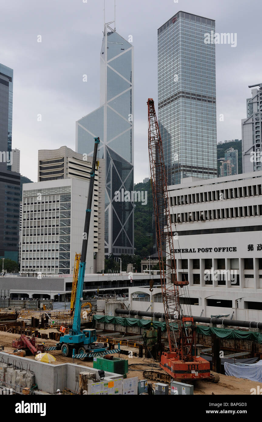 Hong Kong construction site on the reclaimed area by the Star Ferry