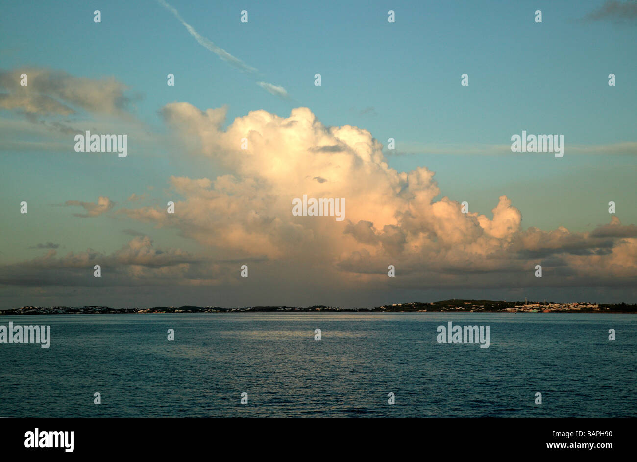 Dramatic Cloud Formations,  close to sunset, over the Dundonald Channel, Great Sound,  Bermuda Stock Photo