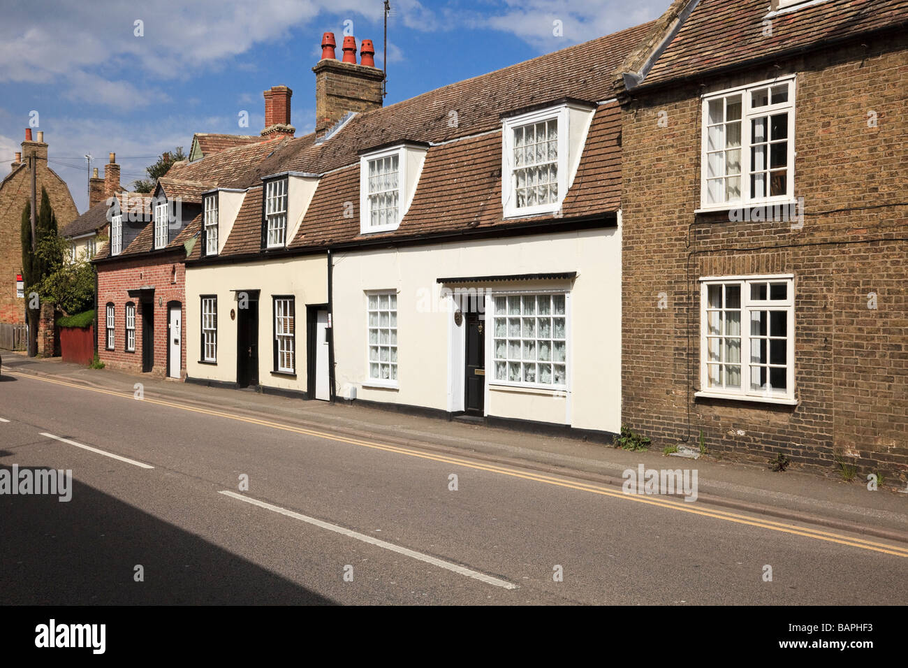 A Terrace of 18th Century cottages on Post Street Godmanchester Cambridgeshire UK Stock Photo