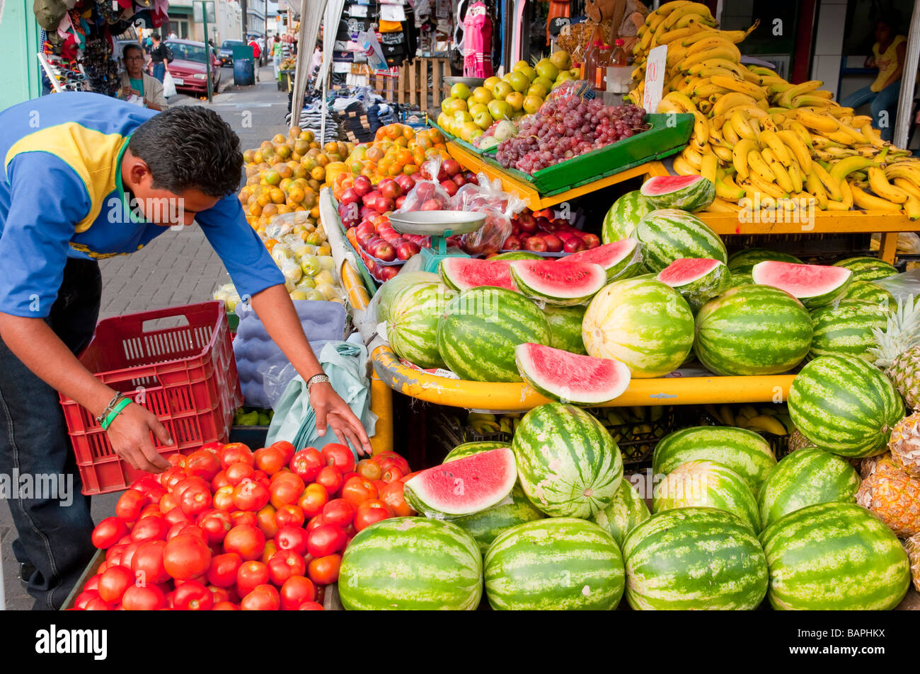 A fruit and vegetable market in downtown San Jose Costa Rica Central