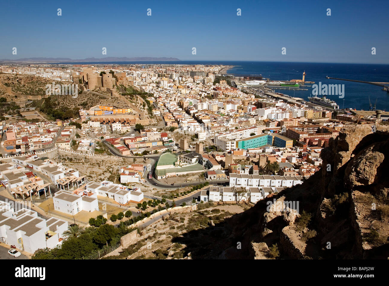 Vista Panorámica de Almería Andalucía España Panoramic View Almeria Andalusia Spain Stock Photo