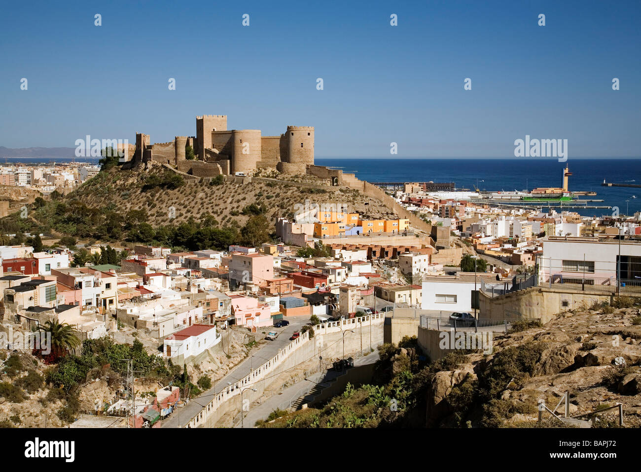 Barrio de la Chanca Monumental Citadel and Castle Almeria Andalusia Spain Stock Photo