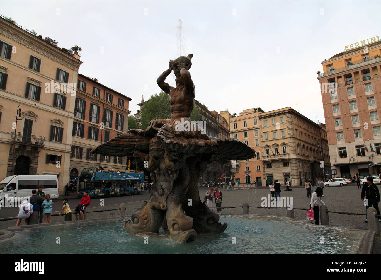 Italy Lazio Rome Triton Fountain Stock Photo